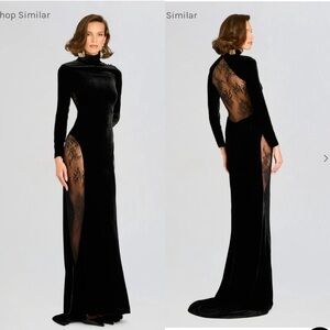 Retrofete Black Maxi Dress with Lace Detail